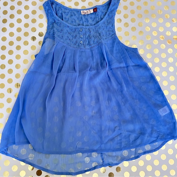 SO Vibrant Blue Embroidered Tank - Picture 1 of 3